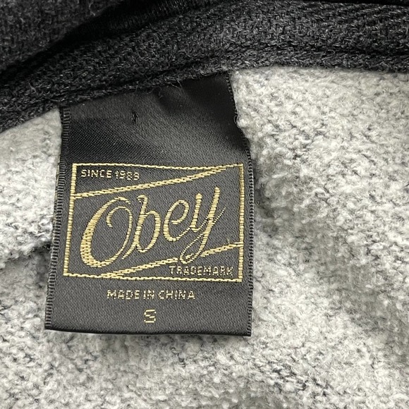 Obey Sugar Skull Hoodie Long Sleeve Gray Size S - Picture 2 of 5